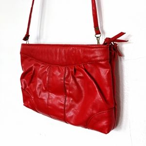 Vintage Red Faux Leather Clutch